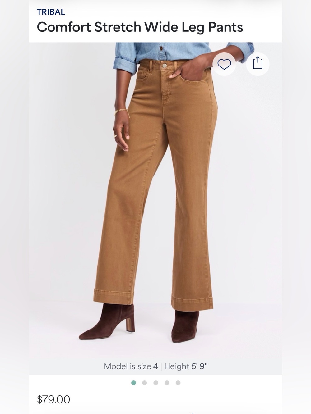 Tribal Wide-Leg Jeans in Camel Brown